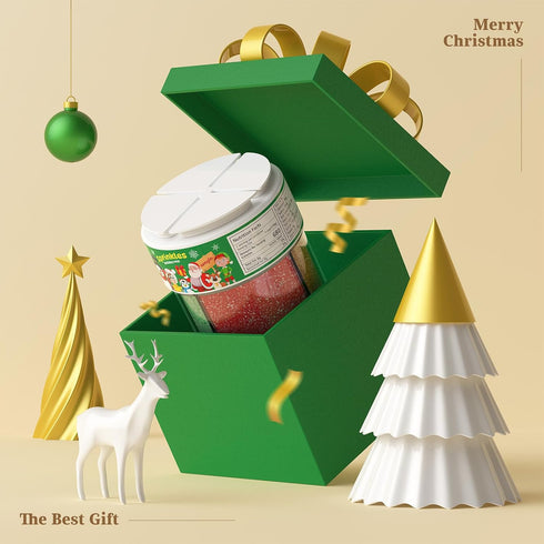 Wayin 6oz Christmas Edible Sanding Sugar Sprinkles, Coarse Sparkling Sugar with Red, Green, Gold, White, Perfect