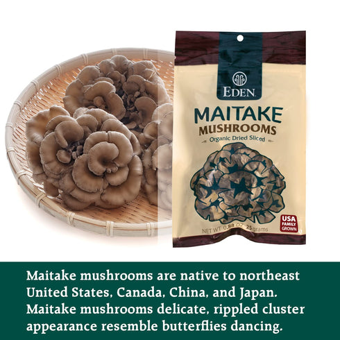 0.88 oz (25g) Eden Maitake Mushrooms, Organic, Dried, Sliced