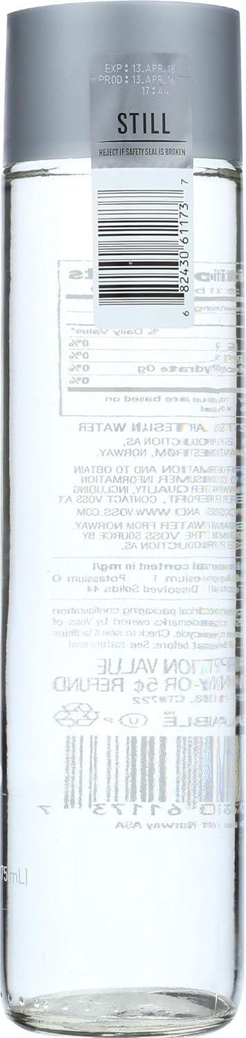 375 ml 12.7 oz Voss Artesian Still Water, Glass