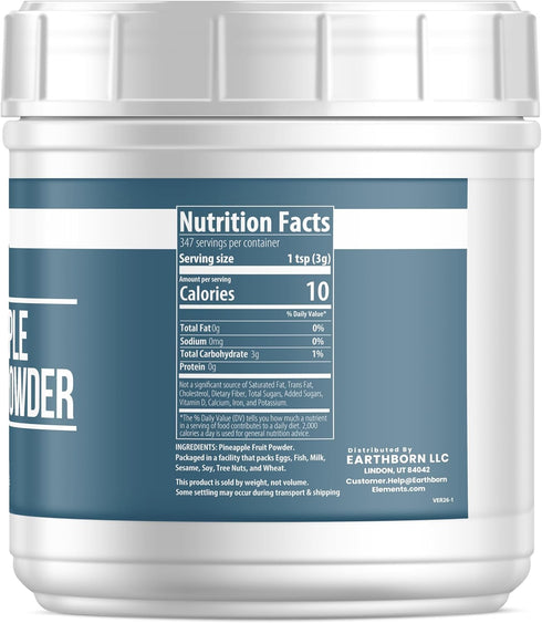 2.3 lb, Earthborn Elements Pineapple Fruit Powder Pure & Natural, Smoothie Mix