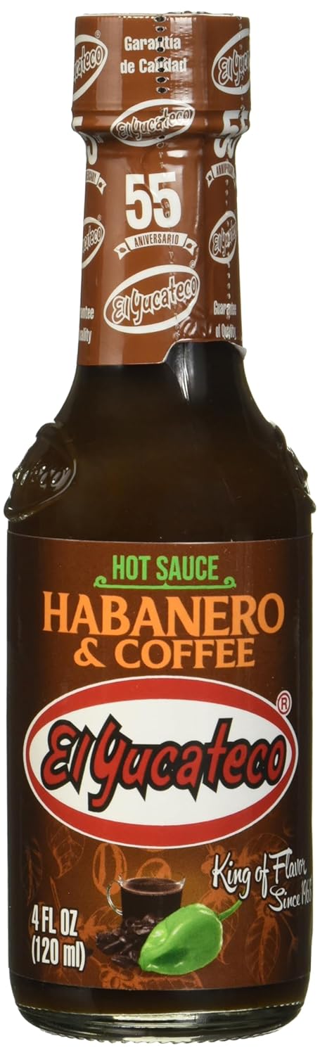 El Yucateco Coffee Habanero Sauce, 4 oz, Gluten Free, Sugar Free, 6 Pack
