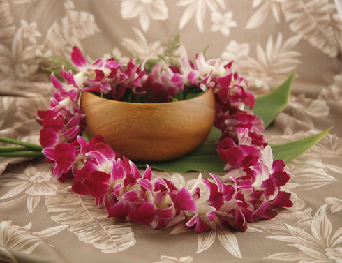 Aloha Island Lei Fresh Hawaiian Orchid Flower Lei, Single Strand From Hawaii