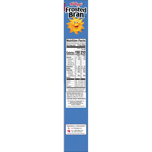 12.7oz (Pack 2) Kellogg's Frosted Bran Breakfast Cereal, Fiber Cereal, Family Breakfast, Original, Box
