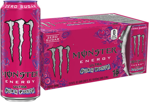Monster Energy Ultra Punk Punch, Sugar Free Energy Drink, 16 Ounce (Pack