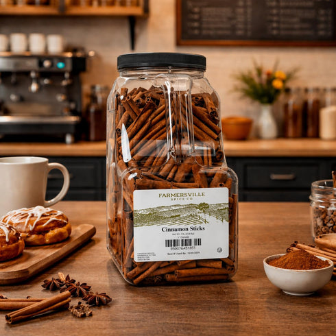3 lb Commercial Farmersville Spice Co. Cassia Cinnamon Sticks, Handle Jug, Kosher Spice for Kitchens