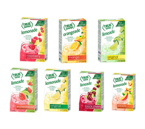 True Lemon True Lime 7 flavor variety Pack: WATERMELON AQUA FRESCA, LIMEADE, Original Lemonade,