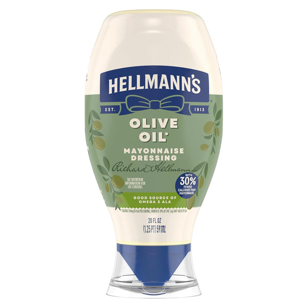 HELLMANN'S Mayonnaise Dressing with Olive Oil Squeeze Bottle Condiment for Simple Meals and