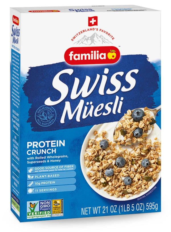Familia Swiss Muesli Protein Crunch, Energy-Packed Cereal with Superseeds & Honey, 21oz