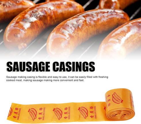 Plastic Inedible Sausage Casings, High Temperature Proof Casings for Homemade Sausages Ham, Hot Dog Ham, Breakfast