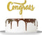 Gold Glitter Congrats Cake Topper for Graduation Party Decorations, Class of 2025, College Grad, Congratulations