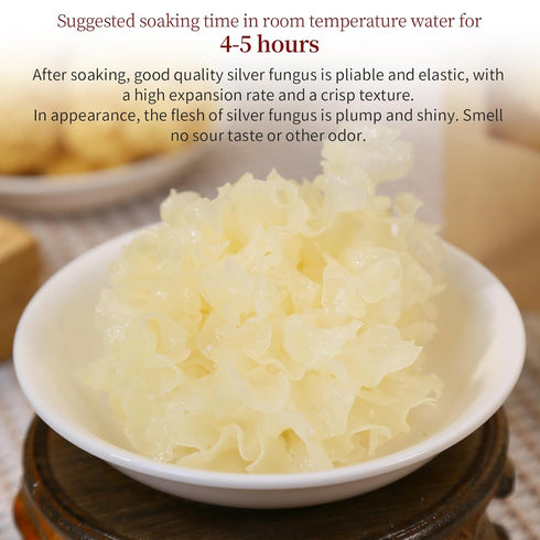3.5oz(100g) Wanhua Hall Dried Snow Fungus Whole Tremella Mushroom Chinese White Fungus Premium White Woodear Mushroom
