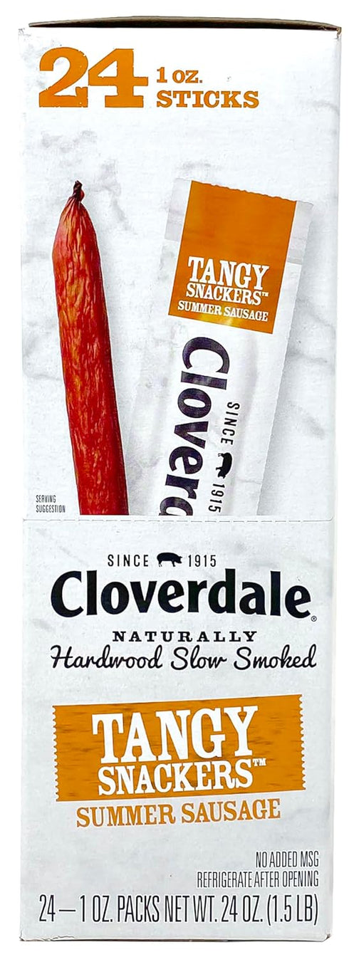 Summer Summer 1 24 Pack Cloverdale Tangy Snackers Sausage Sticks, Individually Wrapped Sausage Meat Snacks, Soft Bite