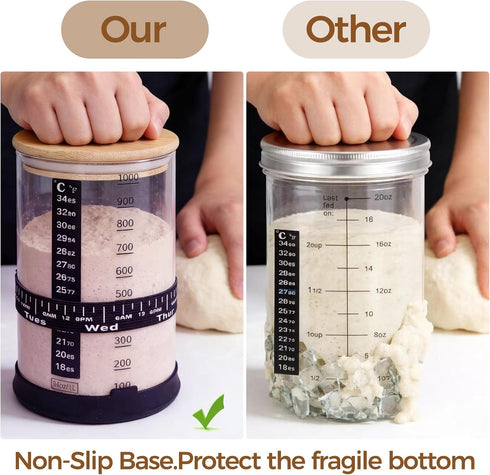 BRIRILINE 34 oz 5 (34oz-2pack) Pro Sourdough Bread Starter Kit - sourdough jar with unique features for the perfect