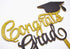 Congrats Grad Cake Topper - 2025 Graduation Party Decorations (Gold & Black)