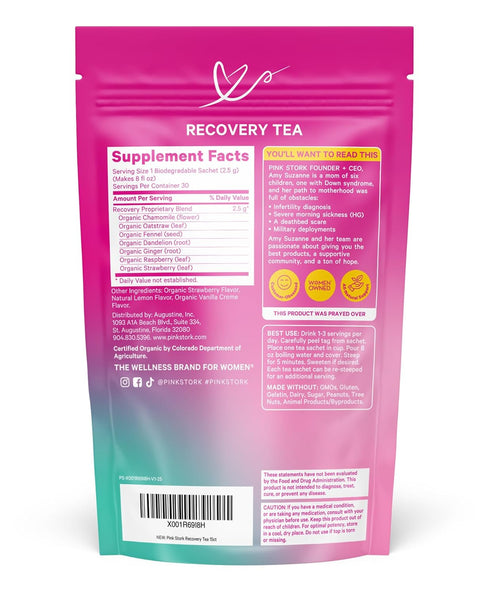 Pink Stork Organic Postpartum Recovery Herbal Tea, Caffeine-Free Red Raspberry Leaf with Chamomile, 15 Sachets,