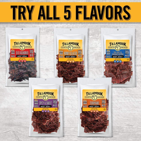 Country 10 Tillamook Smoker Real Hardwood Smoked Beef Jerky, Honey Glazed, Ounce