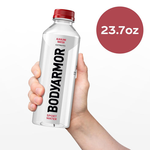 9+, 700mL (24 Pack), Pack, BODYARMOR SportWater Alkaline Water, High Alkaline Bottled Water, pH Refreshing Electrolyte