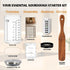 KitchenPal 34Oz Sourdough Starter Jar Kit with Date Band, Thermometer & Wooden Spurtle Glass Sourdough Starter