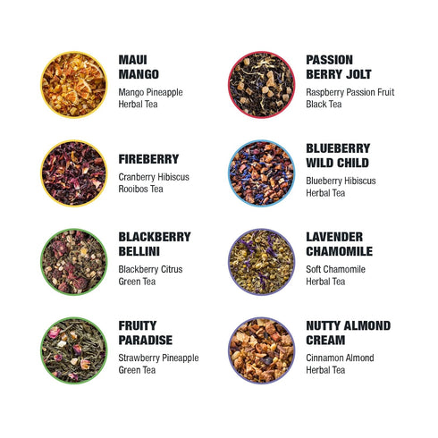 8 Set, 80 Pack 8 Tiesta Tea - Top Favorites Sampler Loose Leaf, Up to Cups, High to No Caffeine, Hot & Iced, Tea