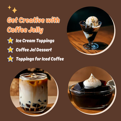 HeySweet 8 Counts 40oz+) Coffee Jelly Vegan, Gluten-Free, Halal, Dye-Free | Jel Dessert made with Natural Brown Sugar