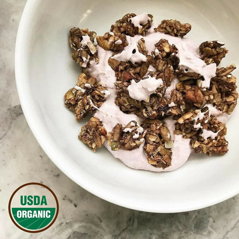 8 oz 3 Count Lark Ellen Farm Vanilla Cinnamon, Cacao Cherry, Berrylicious Grain Free Granola Clusters, Crunchy Gluten