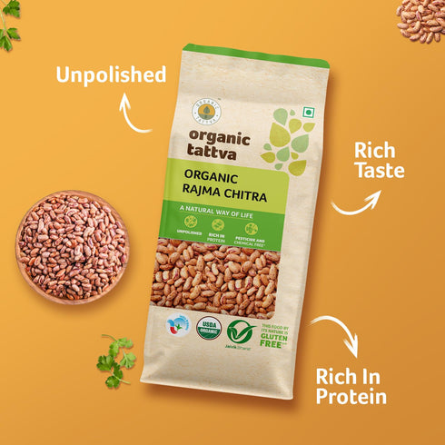 500g Organic Tattva Speckled Kidney Beans (Rajma Chitra), USDA Certified