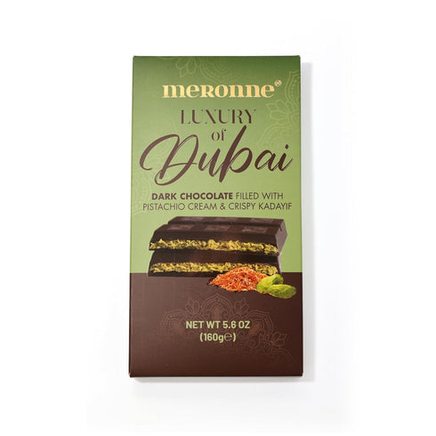 Meronne Dubai Chocolate Bar 160g Dark Chocolate with Premium Pistachio Cream &