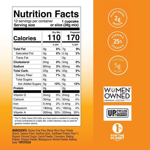 11.9oz (337g) Pack 2 Bake Me Healthy Vegan and Gluten-Free Carrot Cake & Cupcake Mix, of Dairy-Free, Egg-Free
