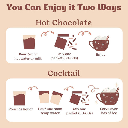 Cozy Packets 12 Pack Craftmix Hot Chocolate Mix - Instant Hot Cocoa Drink Mix - Made with Real Cocoa Beans - Add Milk