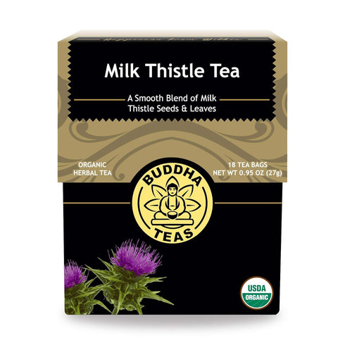 Buddha Teas Organic Milk Thistle Tea - Herbal Tea for Cleansing & Wellness - Caffeine Free, 18 Tea Bags