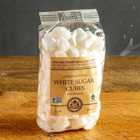 1.1 lb India Tree Non-GMO Fair Trade White Sugar Cubes - Container - Pure Cane Sugar Rough-Cut Cubes for Coffee, Tea