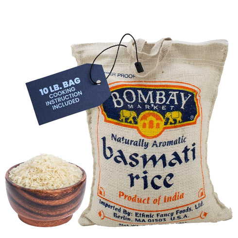 Bombay Market White Basmati Rice - Aromatic & Nutty Flavor Basmati Rice - Long