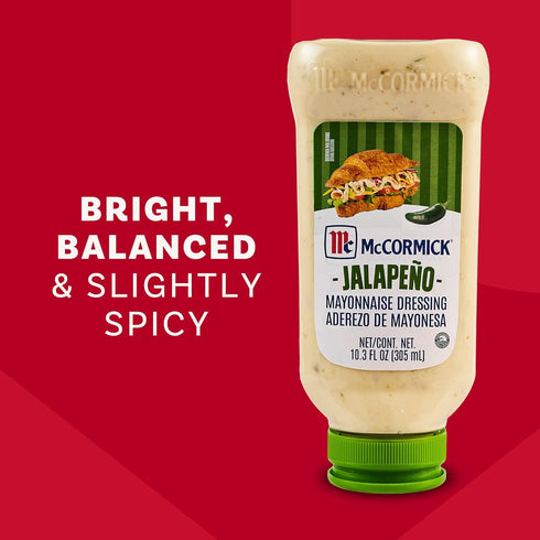 10.3 oz McCormick Mayonnaise Dressing, Jalapeo, A Smooth, Spicy Mayo That is a Great Addition to Sandwiches, Dips