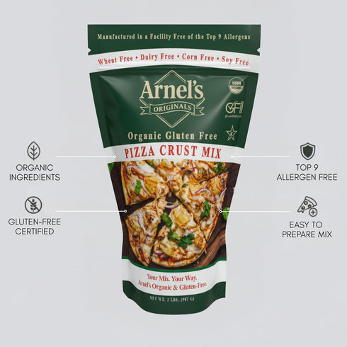 ARNEL'S ORIGINALS GOOD & GLUTEN FREE 2-pounds Pizza Crust Mix, Certified Gluten free, Organic, non-GMO Verified