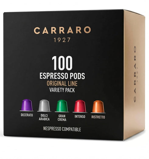 CARRARO Variety Pack - 100 Espresso Capsules Compatible with Nespresso Original Line