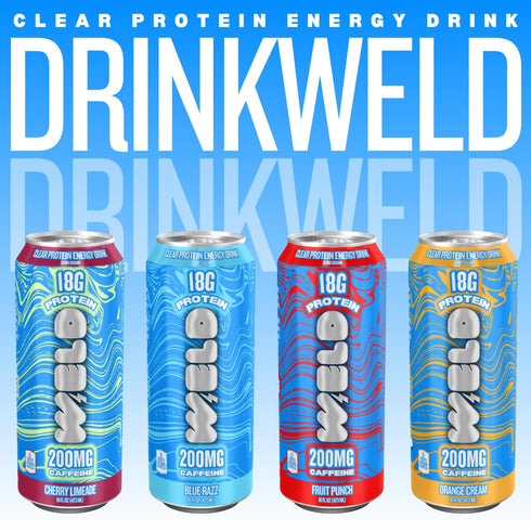 WELD Pack 18g 200mg 12 Protein Energy Drink Variety Protein, Caffeine, Zero Sugar Can Mixed Case