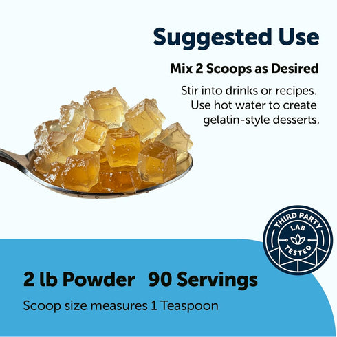 2lb (32oz) Beef Gelatin Powder, | Premium Source from Grass-Fed & Pasture Raised Beef | Unflavored Thickening Agent