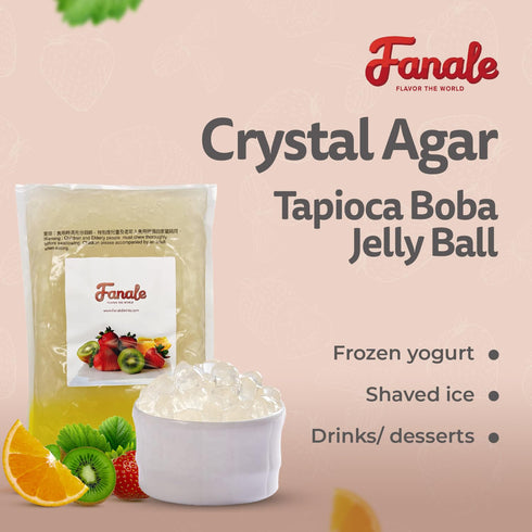 Frozen (4.4 lb/bag) Fanale Crystal Agar Boba Jelly Ball, Ready to Serve, Soft Chew Texture, Instant Crystal Boba Pearls
