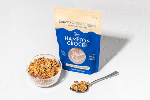 3 pack 8oz The Hampton Grocer Banana & Chocolate Chunk Granola, - Gluten-Free, Dairy-Free, Made with Real Bananas