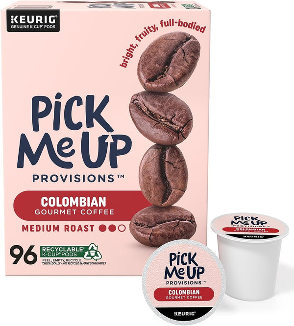 Pick Me Up Provisions Single-Serve Coffee Capsules & Pods Colombian Medium Roast 96 Count K-Cup Compatible