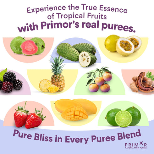 Countless Primor Fruit Purees | Made with Real Fruit | Applications: Juices, Smoothies, Cocktails, Desserts, and More
