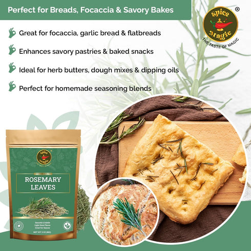3 oz (85 Spice Magic Dried Rosemary Leaves, g) |Culinary Herb for Cooking, Seasoning, Meats, Seafood, Infused Oils