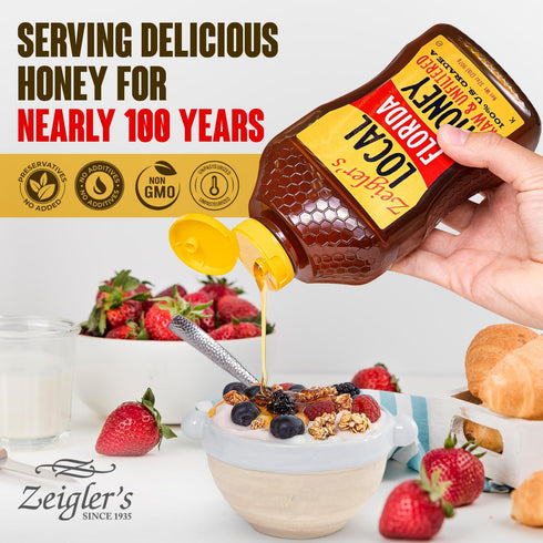 32 Oz 100% Packed Zeigler's Florida Local Honey, Pure, Raw & Unfiltered Honey All-Natural, with Nutrients Great