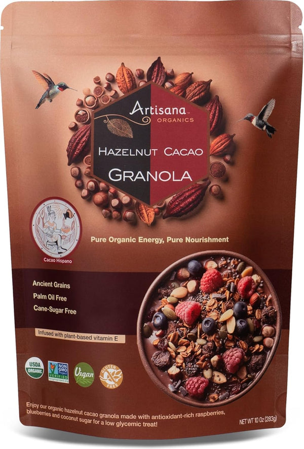 Artisana Organics Hazelnut-Cacao Granola - Gluten-Free, Vegan, Low Glycemic, Organic, Palm Oil-Free,