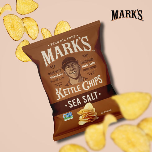 1 oz (Pack 24) MARKS Kettle Cooked Avocado Oil Potato Chips, Sea Salt Gluten Free and Seed Oil Free | Sea Salt, of |