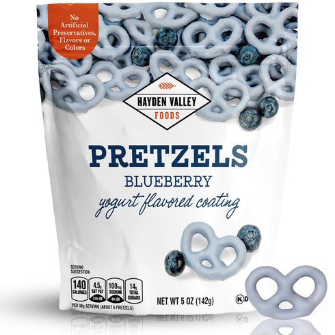 Hayden Valley Foods Blueberry Yogurt Flavored Covered Pretzels | 5 oz Resealable