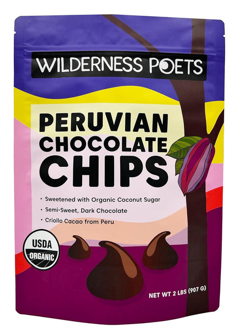 Wilderness Poets, Organic Chocolate Chips - Coconut-Sweetened - 3 Simple Ingredients -