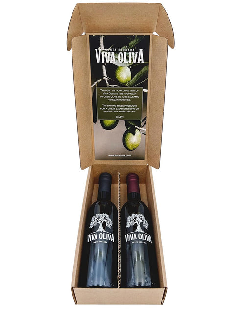 Viva Oliva 375ml (12.7oz) Set 18 100% Two Gift - Tuscan Herb Infused Olive Oil & Year Traditional Barrel Aged Balsamic