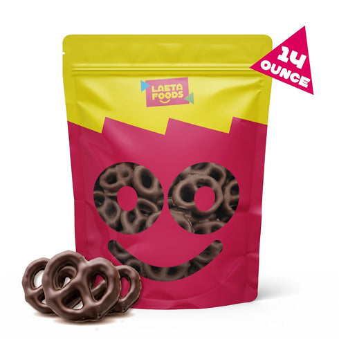 14 Dark Chocolate Covered Pretzels, Salted Pretzels in Mildly Sweet Smooth Dark Chocolate, Ounce Bag