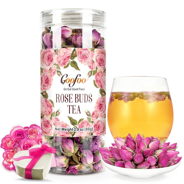 Goofoo Dried Rose Buds Rose Tea, Edible Whole Dry Roses, Premium Loose Leaf Herbal Tea, Ideal for Gift - 2.8 oz